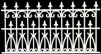 Dollhouse Miniature Fence 3-1/2 In White Ornate Plastic, 144